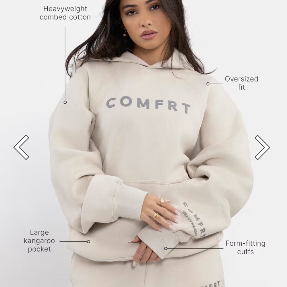 Comfrt Women's Oversized Beige Hoodie
